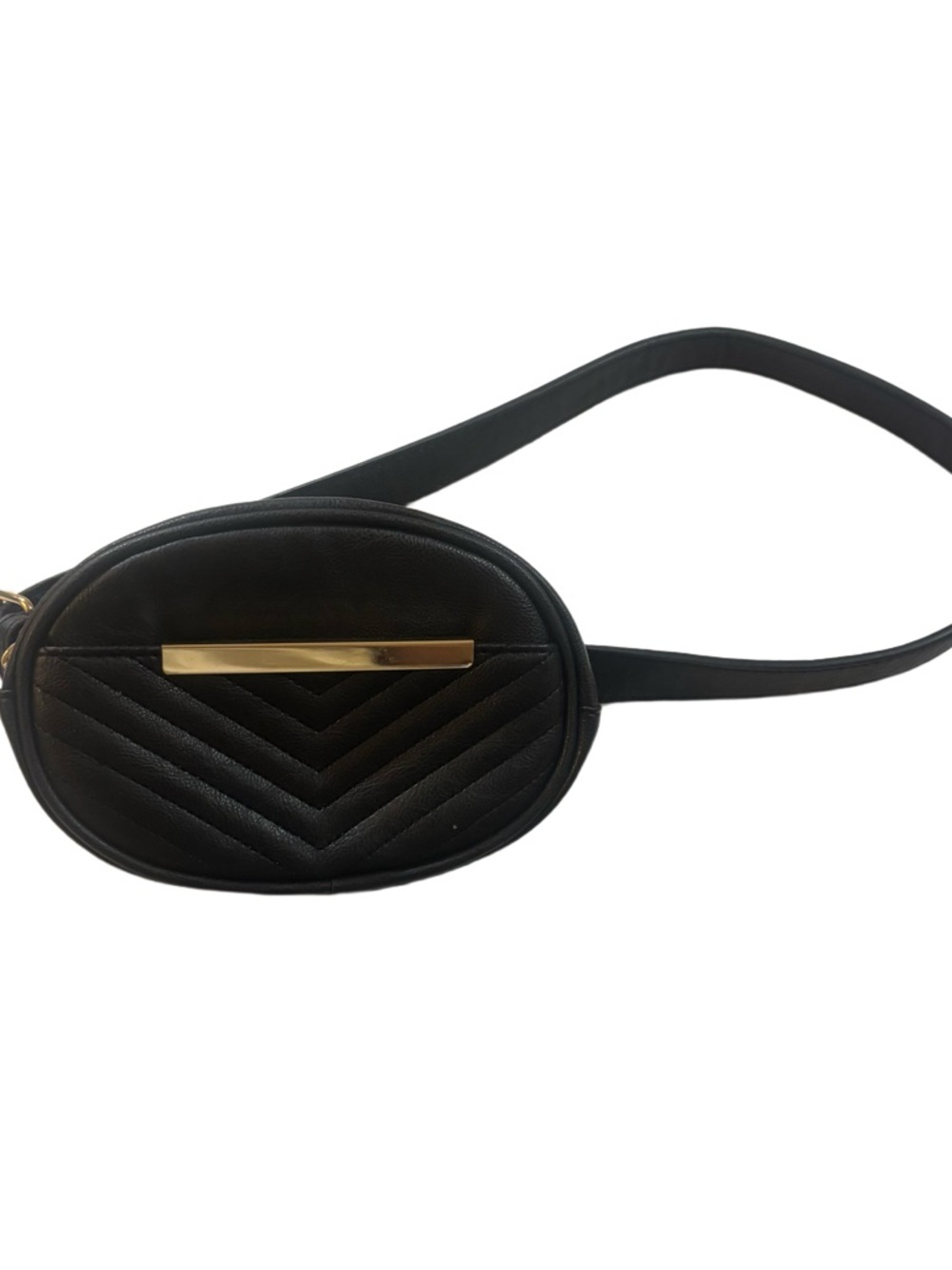 Classic Black Quilted Oval Crossbody Belt Bag